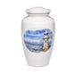 ADULT -Classic Alloy Urn -3126– WHITE with LIGHTHOUSE