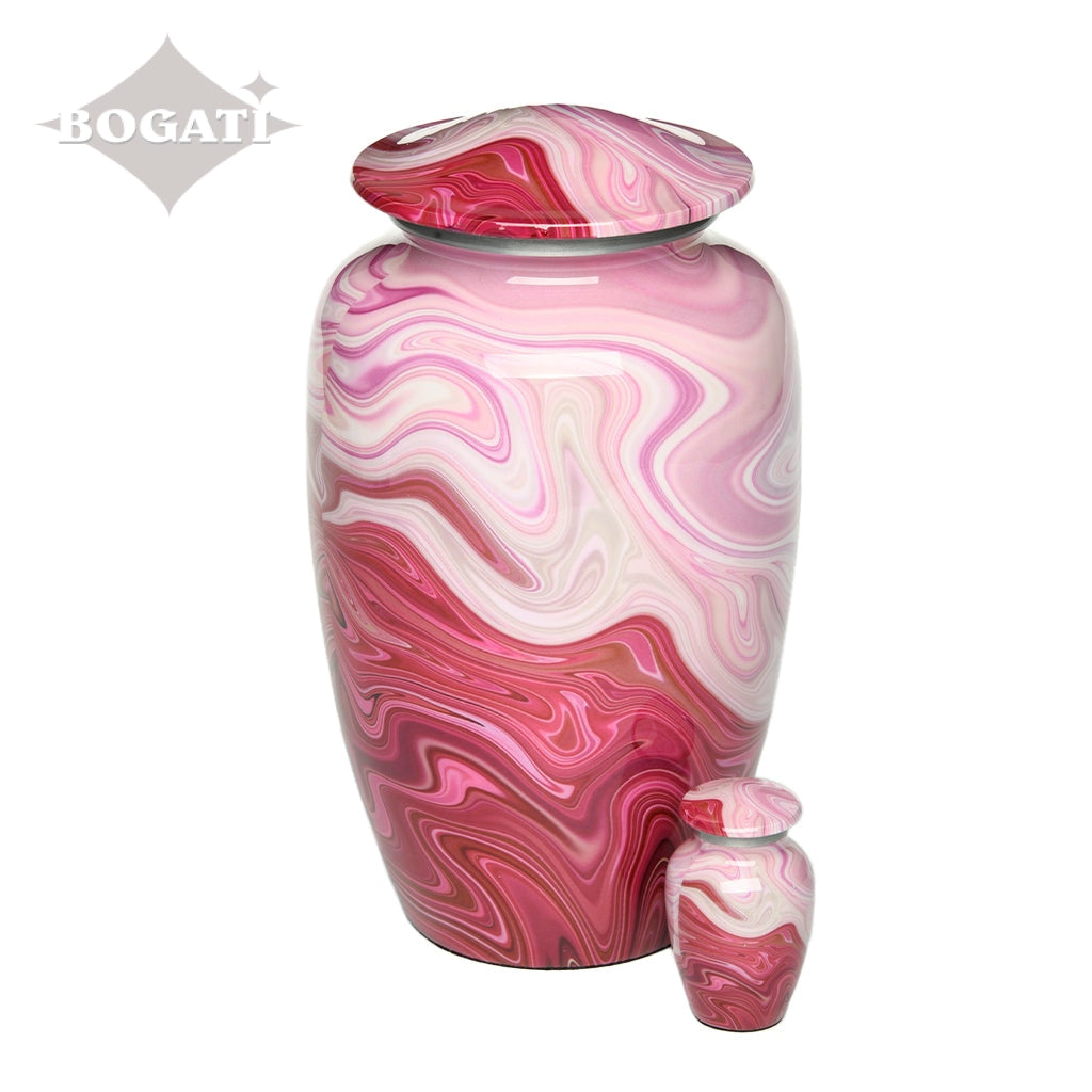 ADULT Classic Alloy Urn -9008- Red and Pink Swirl