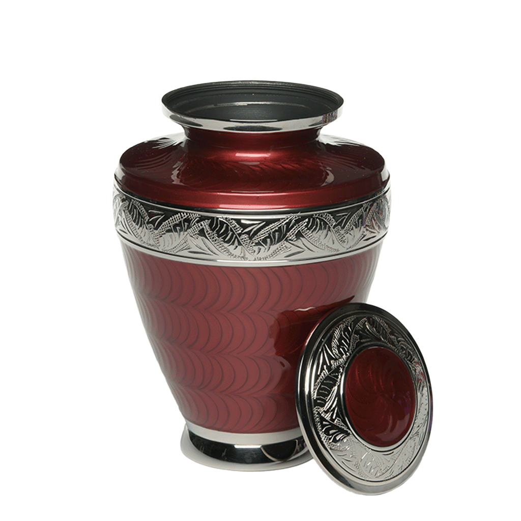 ADULT Brass Urn -1964- Enamel Overlay - Nickel bands
