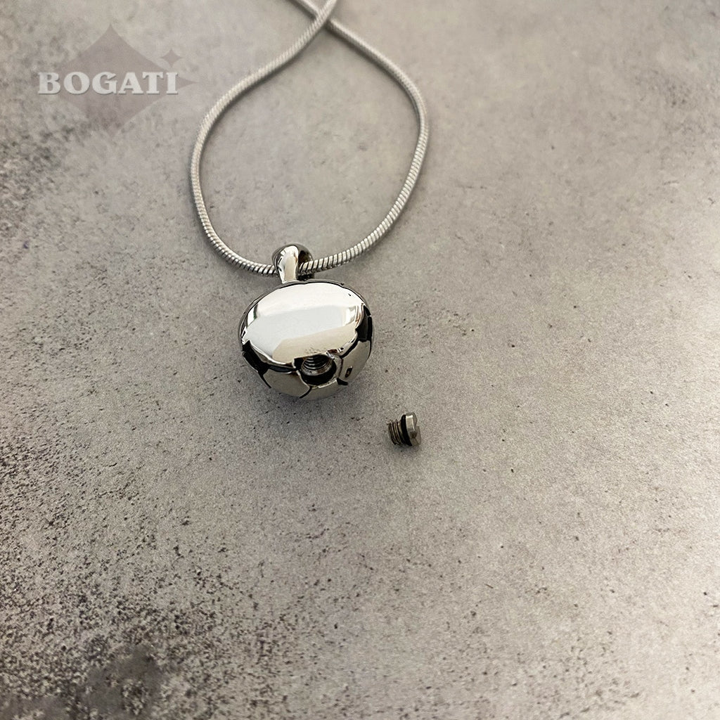 J-1610 - Soccer Ball - Silver-tone - Pendant with Chain