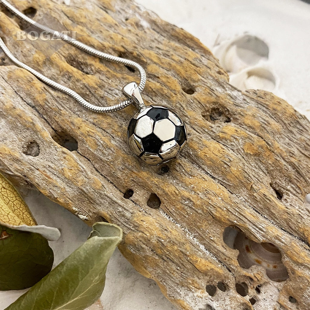 J-1610 - Soccer Ball - Silver-tone - Pendant with Chain