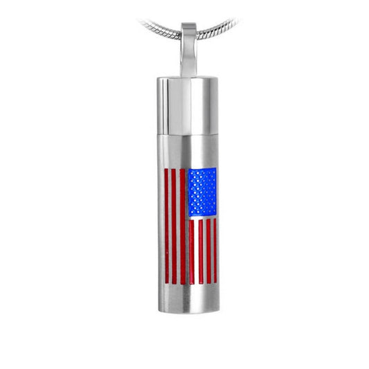 J-1776 - USA Flag Cylinder - Pendant with Chain