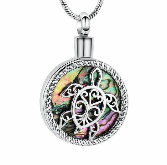 J-2112 - Turtle on Abalone - Pendant with Chain