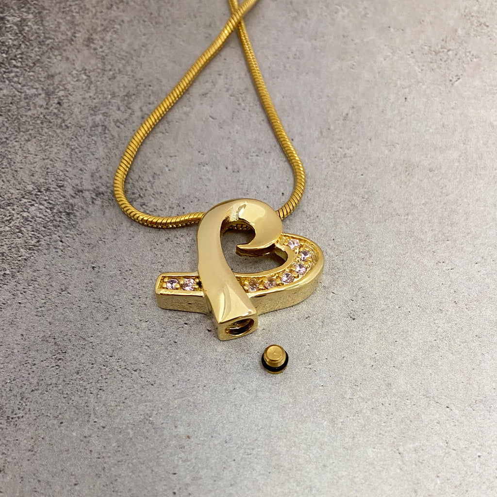J-783 Embrace Heart with Rhinestones - Pendant with Chain