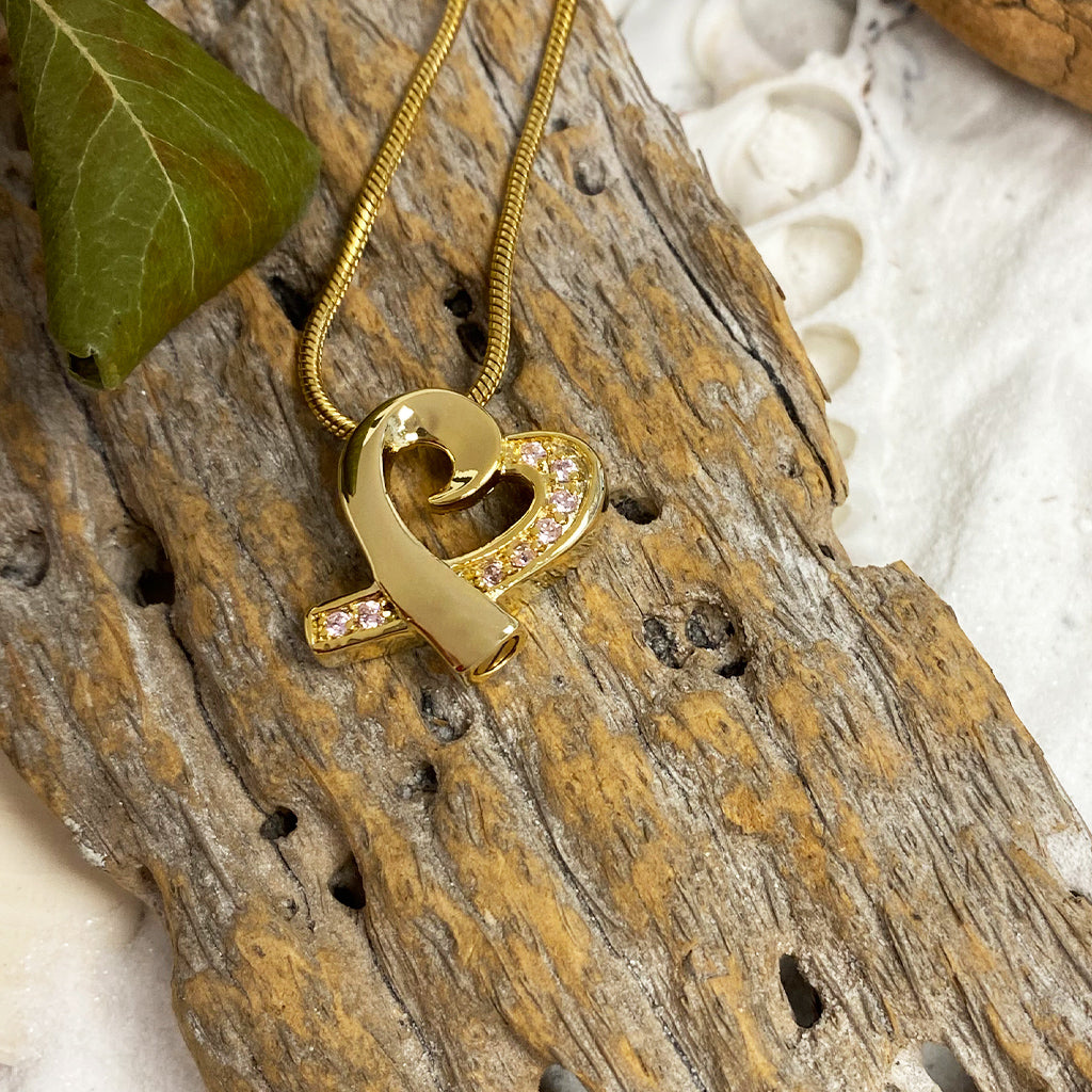 J-783 Embrace Heart with Rhinestones - Pendant with Chain