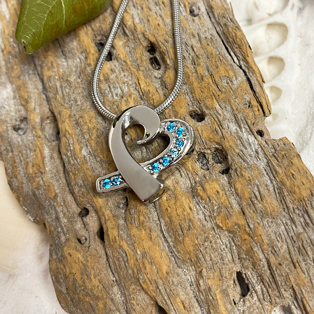 J-783 Embrace Heart with Rhinestones - Pendant with Chain