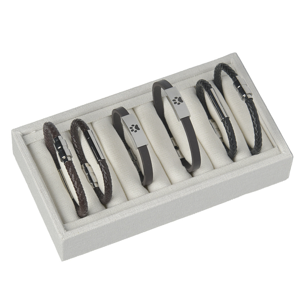Jewelry Package: Leather Bracelets (Two with Paw Prints) - Pack of 6