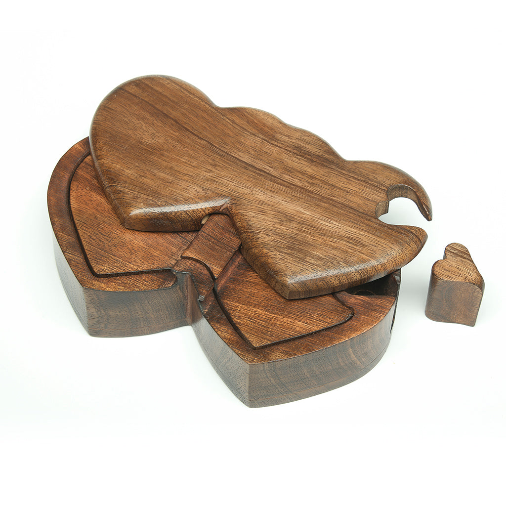 KEEPSAKE- Mango Wood Double Heart shaped puzzle box Urn