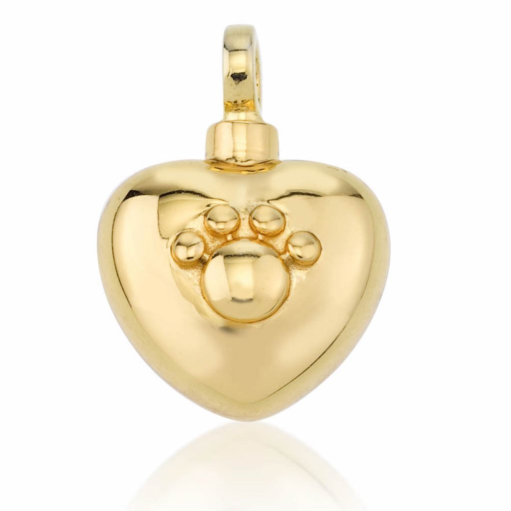 Heart with Paw Prints- LifeCycle PHG - 14K Gold- Pendant with Chain
