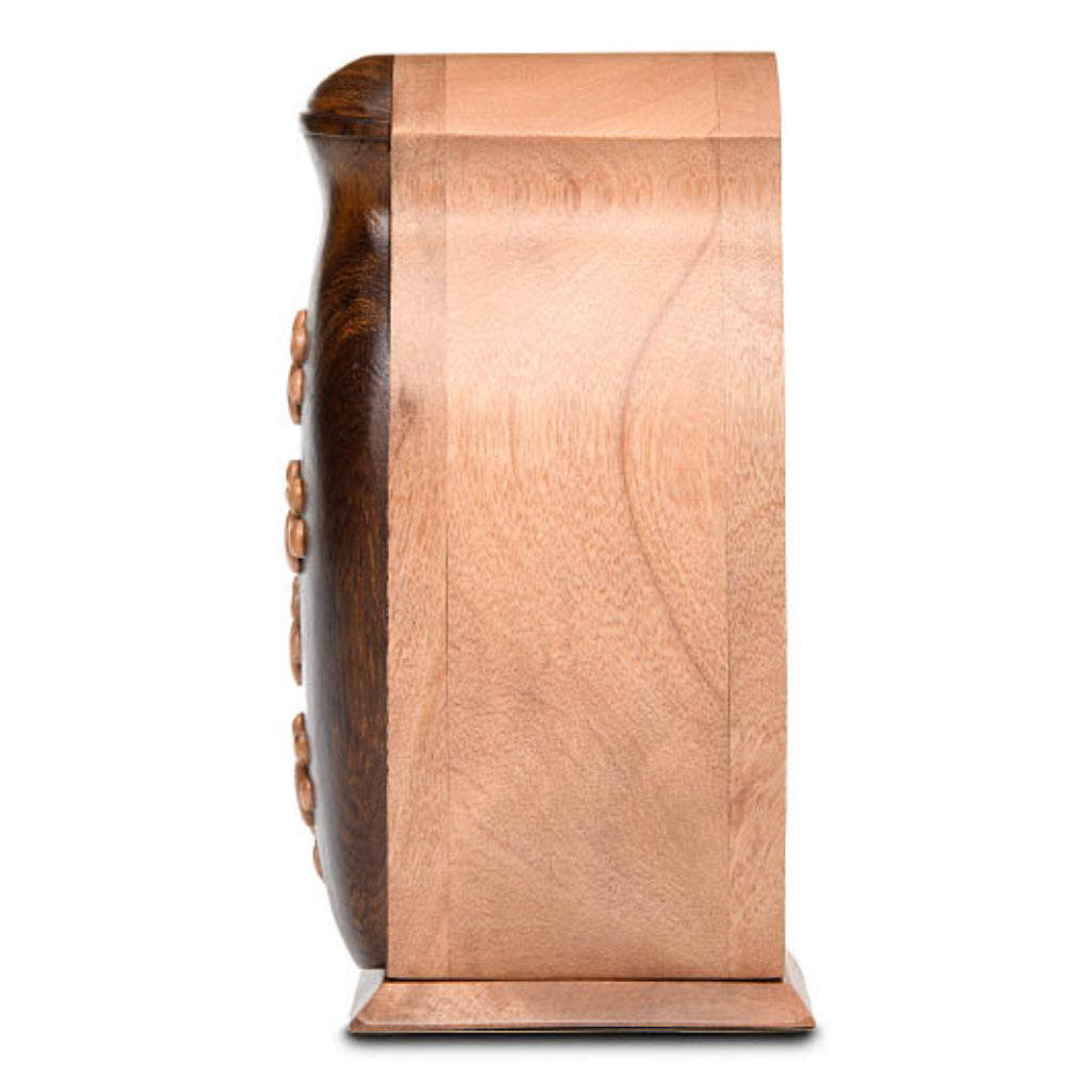 MEDIUM Harwood Pet Urn with Paw Applique - Bogati Exclusive