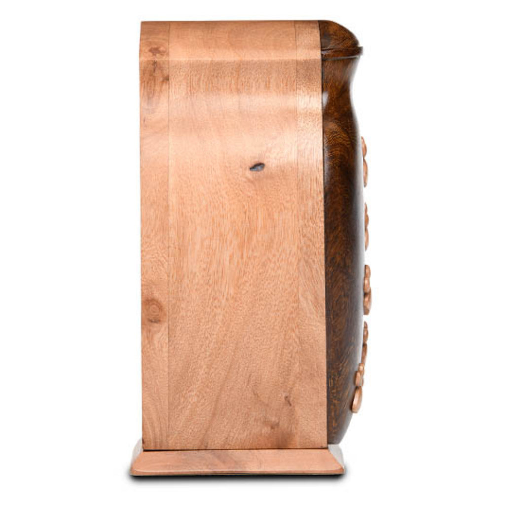 MEDIUM Harwood Pet Urn with Paw Applique - Bogati Exclusive