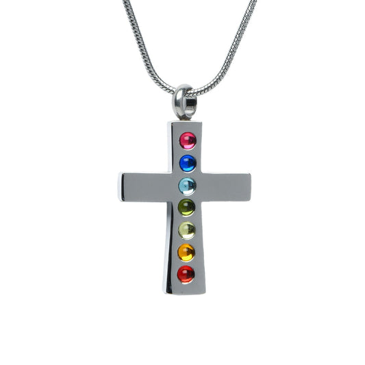 J-046 Cross with Multicolor Stones