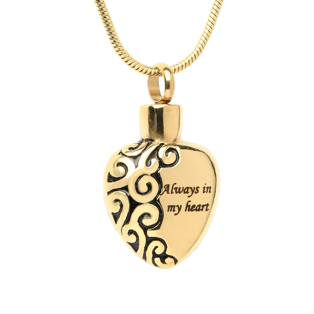 J-006 - “Always In My Heart” - Silver-tone - Pendant with Chain - Gold