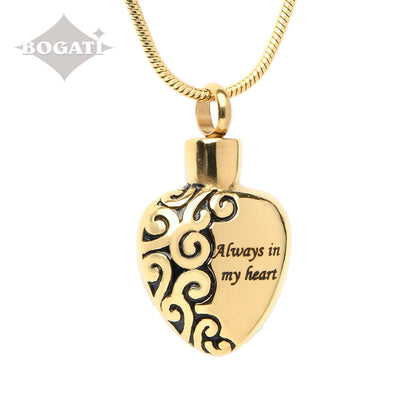 J-006 - “Always In My Heart” - Silver-tone - Pendant with Chain - Gold