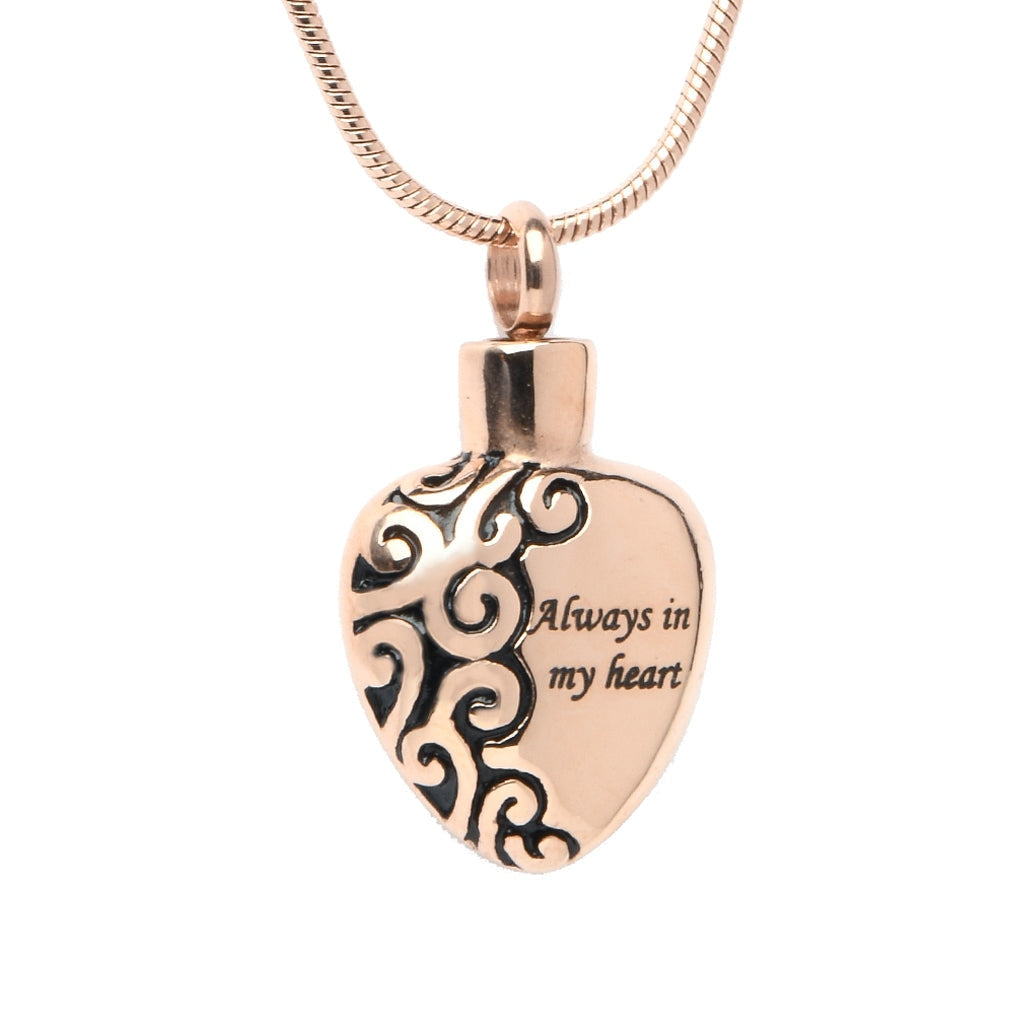 J-006 - “Always In My Heart” - Silver-tone - Pendant with Chain - Rose Gold