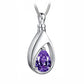 J-1300 Silver-tone Teardrop with Birthstone Simulated Gem- Pendant with Chain - February