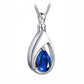 J-1300 Silver-tone Teardrop with Birthstone Simulated Gem- Pendant with Chain - September