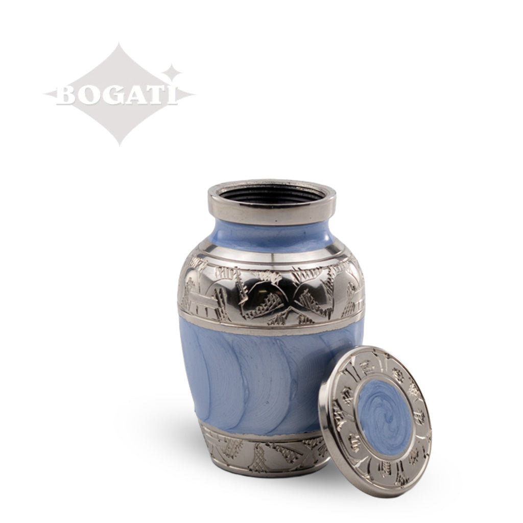 KEEPSAKE Nickel Plated Brass Urn -1528- Fleur-de-Lis