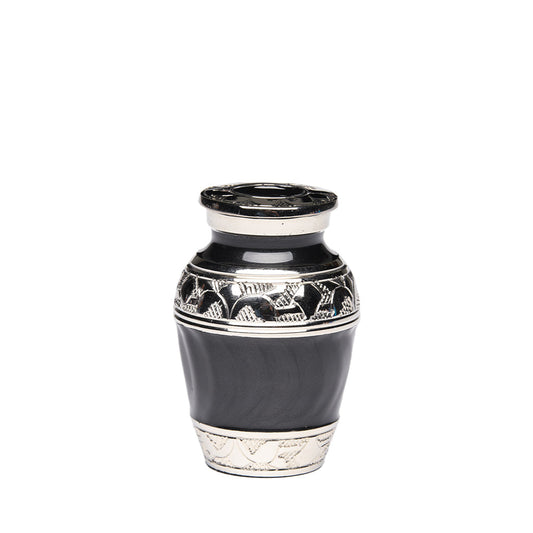 KEEPSAKE Nickel Plated Brass Urn -1528- Fleur-de-Lis Charcoal
