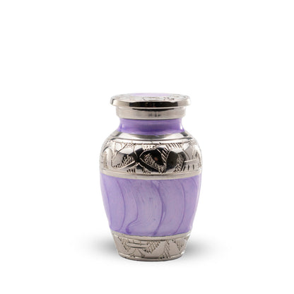 KEEPSAKE Nickel Plated Brass Urn -1528- Fleur-de-Lis Purple