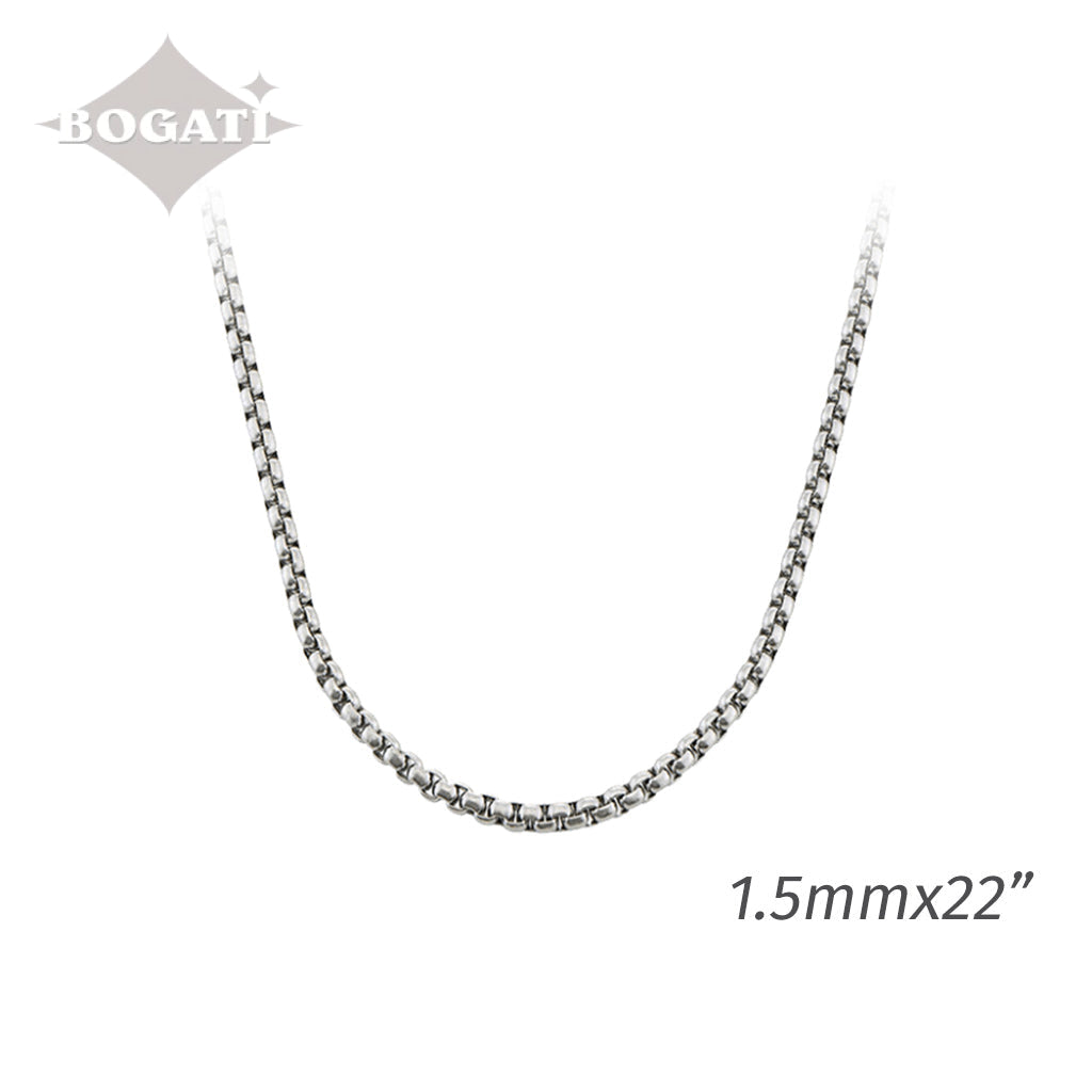 Silver-Tone Box Chain - 2Mm X 22 Length