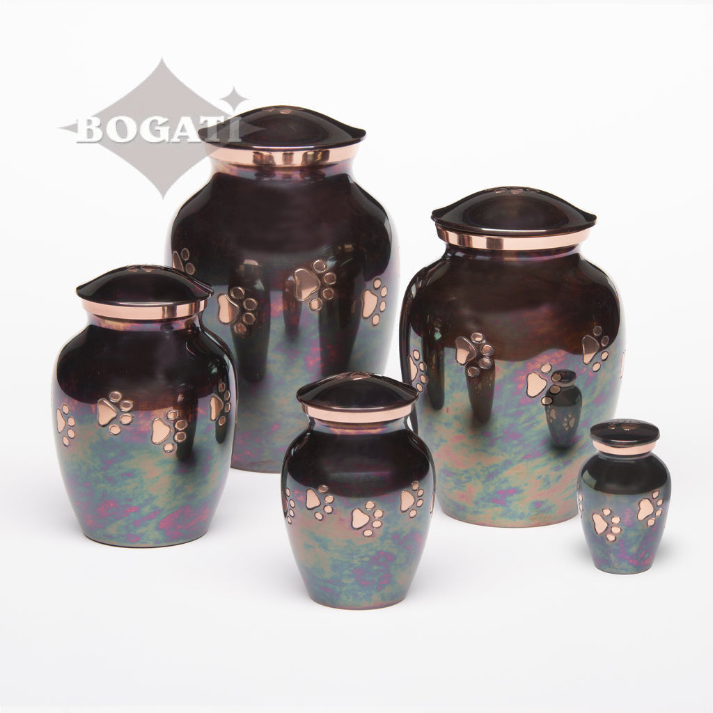 KEEPSAKE Brass Pet Urn -1649 "Forever Paw" - Raku finish