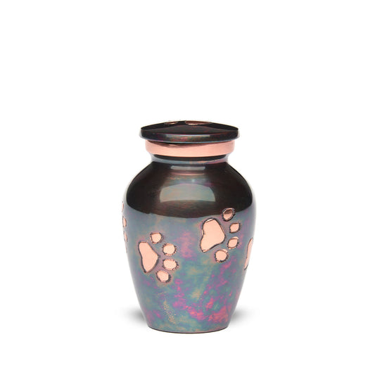 IMPERFECT SELECTION- KEEPSAKE Brass Pet Urn -1649 "Forever Paw" - Raku finish