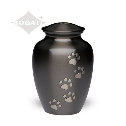 MEDIUM Brass Pet Urn -"Paws to Heaven" Slate-Silver