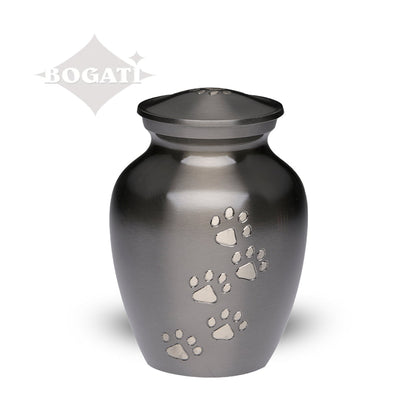 SMALL Brass Pet Urn - "Paws to Heaven" Slate-Silver