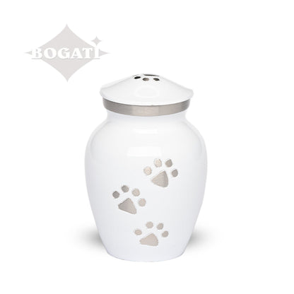 EXTRA SMALL Brass Pet Urn - "Paws to Heaven" (Copy) White-Silver