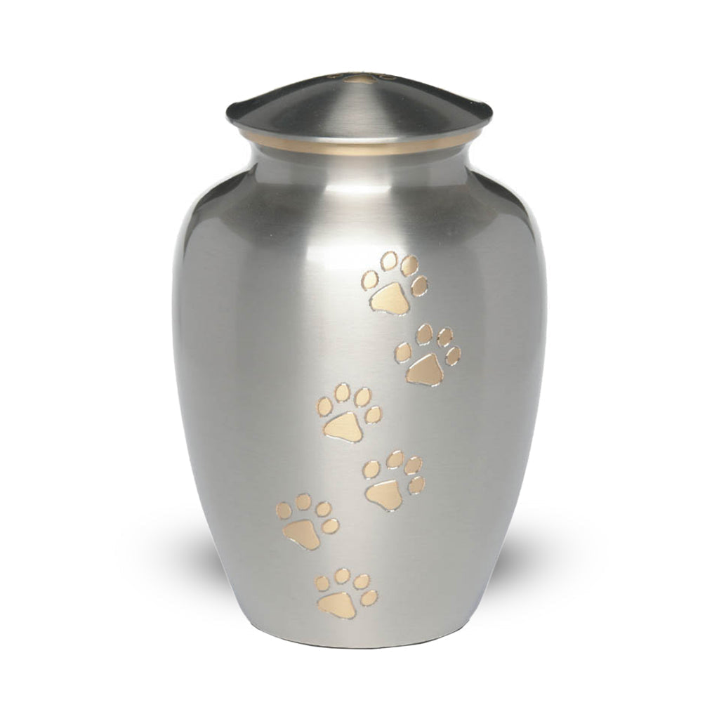 IMPERFECT SELECTION- LARGE Alloy Pet Urn -1658 "Paws to Heaven" - Marbled Stone Finish