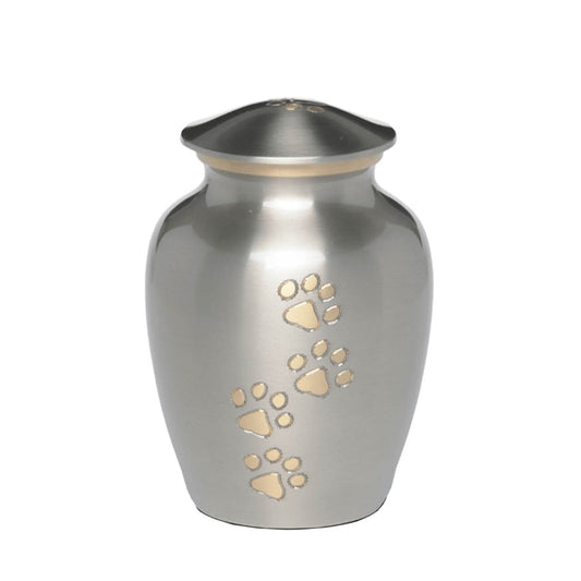 MEDIUM Brass Pet Urn -"Paws to Heaven" Pewter