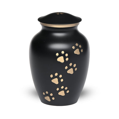 LARGE Brass Pet Urn - "Paws to Heaven" Black-Gold