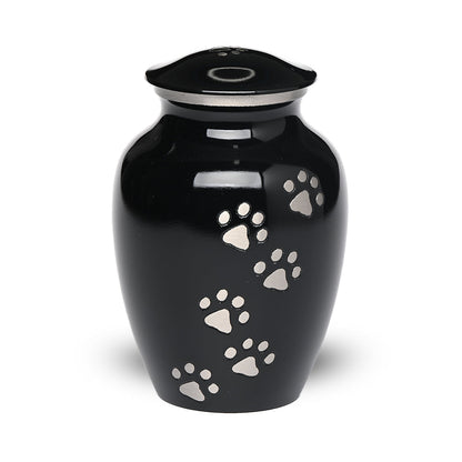 LARGE Brass Pet Urn - "Paws to Heaven" Black-Silver