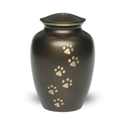 LARGE Brass Pet Urn - "Paws to Heaven" Brown-Gold