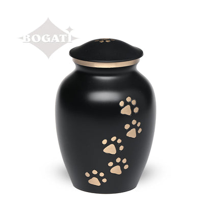 SMALL Brass Pet Urn - "Paws to Heaven" Black-Gold