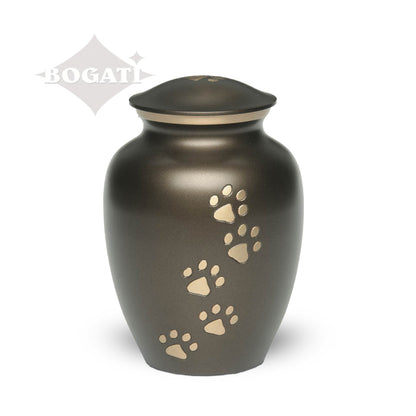 MEDIUM Brass Pet Urn -"Paws to Heaven" Brown-Gold