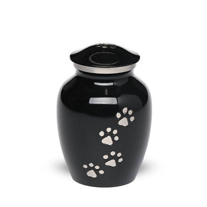 SMALL Brass Pet Urn -"Paws to Heaven" Black-Silver