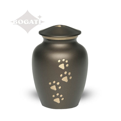 SMALL Brass Pet Urn - "Paws to Heaven" Brown-Gold