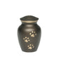 EXTRA SMALL Brass Pet Urn - "Paws to Heaven" Rustic Brown