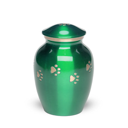 MEDIUM Brass Pet Urn - "Forever Paw" Green-Gold
