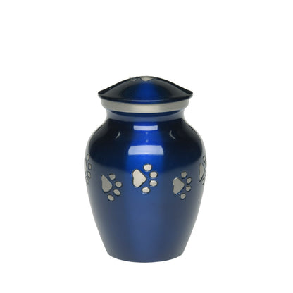EXTRA SMALL Brass Pet Urn - "Forever Paw" Blue