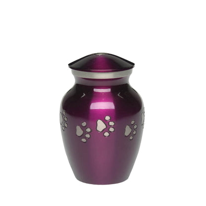 EXTRA SMALL Brass Pet Urn - "Forever Paw" Purple