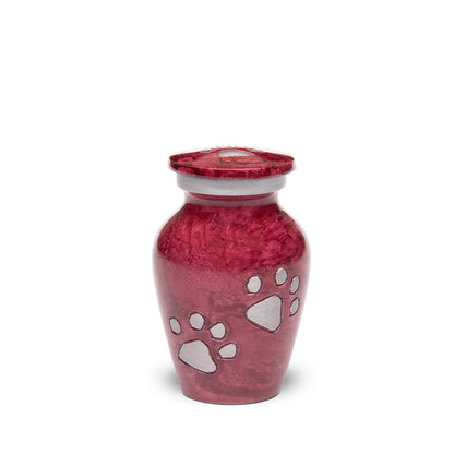 KEEPSAKE Alloy Pet Urn - 1658 "Paws to Heaven" - Marbled Stone Finish Red
