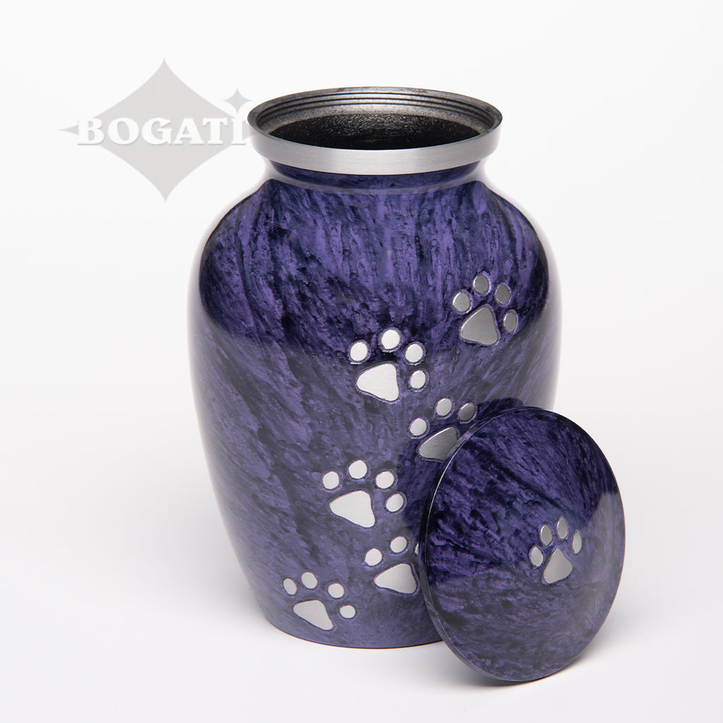 LARGE Alloy Pet Urn -1658  "Paws to Heaven" - Marbled Stone Finish