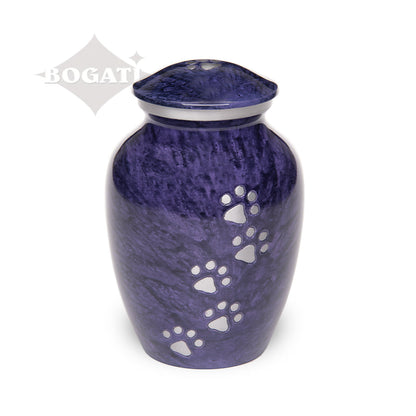 MEDIUM Alloy Pet Urn - 1658 "Paws to Heaven" - Marbled Stone Finish Purple