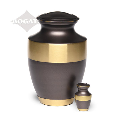 ADULT - Brass Urn -1673-  Sparta Deep Brown with Brass Bands