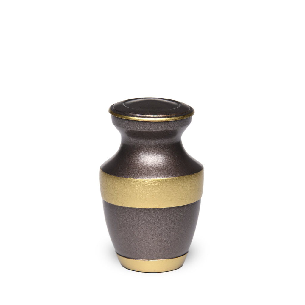 KEEPSAKE - Brass Urn -1673-  Sparta Deep Brown with Brass Bands