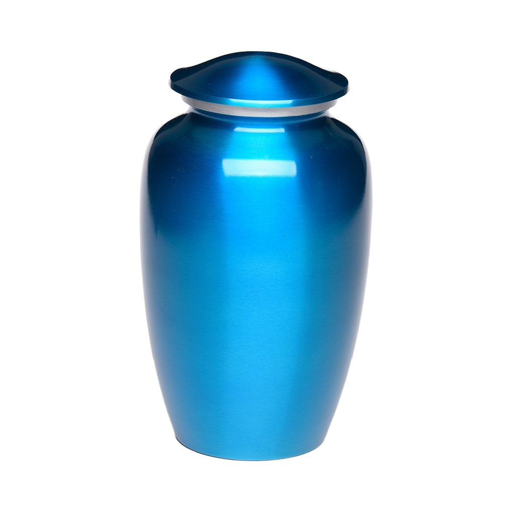 ADULT Classic Alloy urn - Color Perfection Silver-tone band - High-gloss Blue