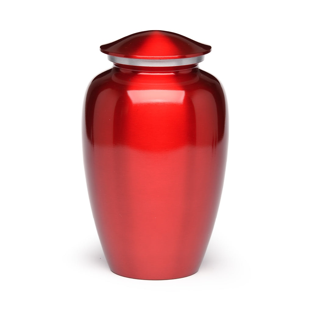 ADULT Classic Alloy urn - Color Perfection Silver-tone band - High-gloss Red